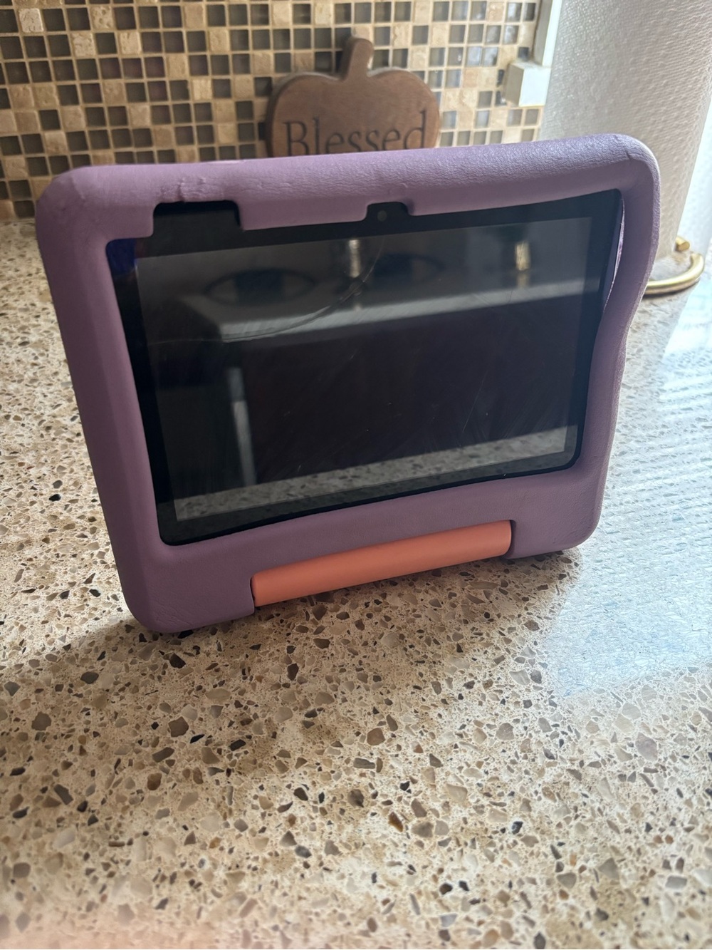 Purple Amazon fire TABLET with Kid-Friendly purple Tablet Case with Pink Stand